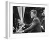 President John F. Kennedy, Waving at Crowd During Speech-John Dominis-Framed Photographic Print