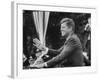 President John F. Kennedy, Waving at Crowd During Speech-John Dominis-Framed Photographic Print