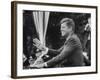 President John F. Kennedy, Waving at Crowd During Speech-John Dominis-Framed Photographic Print