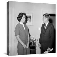 President John F. Kennedy with a Former White House Staff Member-Stocktrek Images-Stretched Canvas