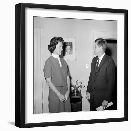 President John F. Kennedy with a Former White House Staff Member-Stocktrek Images-Framed Photographic Print