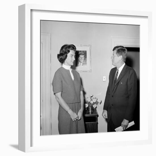 President John F. Kennedy with a Former White House Staff Member-Stocktrek Images-Framed Photographic Print