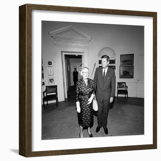 President John F. Kennedy with Newspaper Publisher Inside White House-Stocktrek Images-Framed Photographic Print