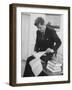 President John F. Kennedy Working in the White House Office-null-Framed Photographic Print