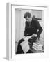 President John F. Kennedy Working in the White House Office-null-Framed Photographic Print