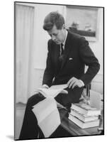 President John F. Kennedy Working in the White House Office-null-Mounted Photographic Print