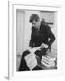 President John F. Kennedy Working in the White House Office-null-Framed Photographic Print