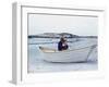 President John Kennedy and John Jr. Play in a Beached Rowboat at Newport, Rhode Island. 1962-null-Framed Photo