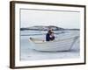 President John Kennedy and John Jr. Play in a Beached Rowboat at Newport, Rhode Island. 1962-null-Framed Photo