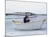 President John Kennedy and John Jr. Play in a Beached Rowboat at Newport, Rhode Island. 1962-null-Mounted Photo