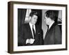 President John Kennedy Confers with Former Vice President Richard Nixon-null-Framed Photo