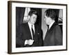 President John Kennedy Confers with Former Vice President Richard Nixon-null-Framed Photo