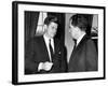 President John Kennedy Confers with Former Vice President Richard Nixon-null-Framed Photo