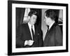 President John Kennedy Confers with Former Vice President Richard Nixon-null-Framed Photo