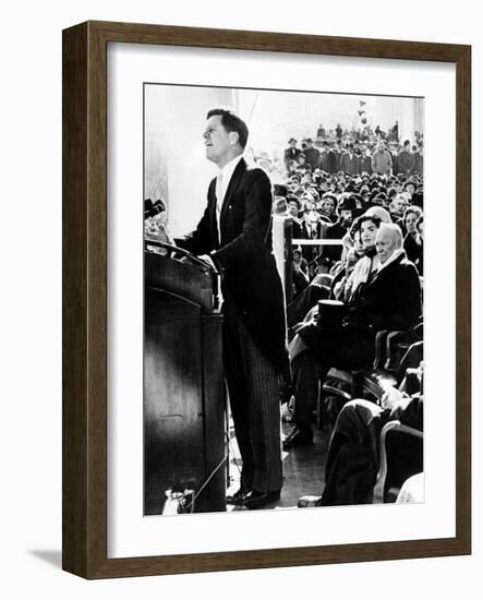 President John Kennedy Delivering His Inaugural Address-null-Framed Photo