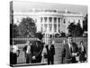 President John Kennedy in Front of the White House-null-Stretched Canvas