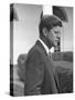 President John Kennedy in the White House Rose Garden. Oct. 24, 1961-null-Stretched Canvas