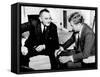President John Kennedy Meeting with Vice President Lyndon Johnson-null-Framed Stretched Canvas