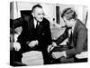President John Kennedy Meeting with Vice President Lyndon Johnson-null-Stretched Canvas