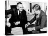 President John Kennedy Meeting with Vice President Lyndon Johnson-null-Stretched Canvas