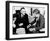 President John Kennedy Meeting with Vice President Lyndon Johnson-null-Framed Photo