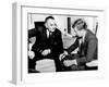 President John Kennedy Meeting with Vice President Lyndon Johnson-null-Framed Photo