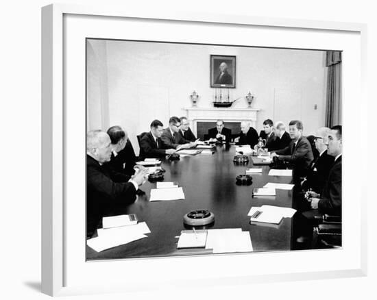 President John Kennedy Meets with His Cabinet-null-Framed Photo