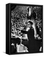 President John Kennedy Next to His Wife Jacqueline Overlooking Crowd Attending His Inaugural Ball-Paul Schutzer-Framed Stretched Canvas