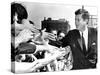 President John Kennedy Shakes Hands as He Arrives at Independence Hall, July 4, 1962-null-Stretched Canvas