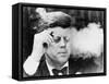 President John Kennedy, Smoking a Cigar at a Democratic Fundraiser, Oct. 19, 1963-null-Framed Stretched Canvas