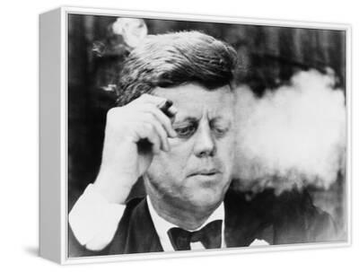did john f kennedy smoke cigarettes President John Kennedy, Smoking a Cigar at a Democratic Fundraiser, Oct.  19, 1963 Photo