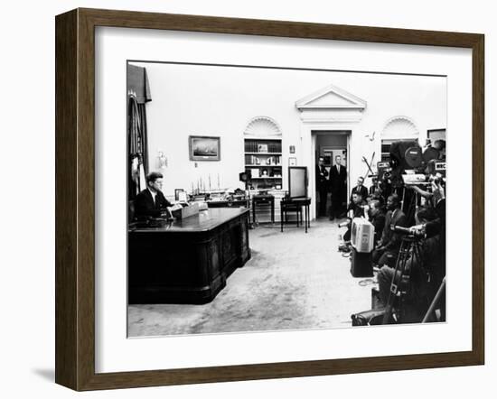 President John Kennedy Television Address on Civil Rights-null-Framed Photo