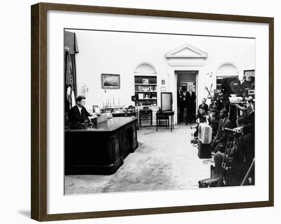 President John Kennedy Television Address on Civil Rights-null-Framed Photo