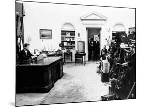 President John Kennedy Television Address on Civil Rights-null-Mounted Photo