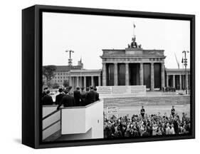 President John Kennedy Visits the Berlin Wall-null-Framed Stretched Canvas