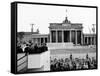 President John Kennedy Visits the Berlin Wall-null-Framed Stretched Canvas
