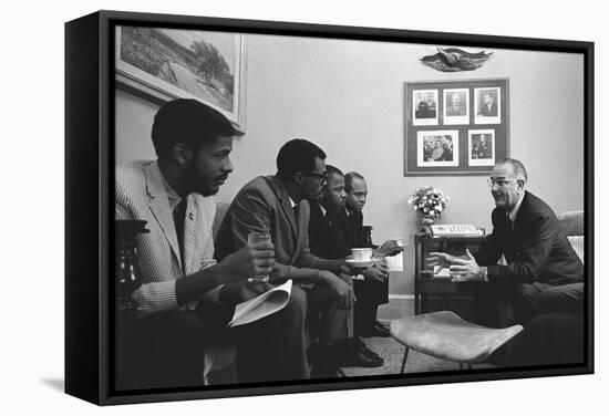 President Johnson with Civil Rights Activists after Signing the 1965 Voting Rights Act-null-Framed Stretched Canvas