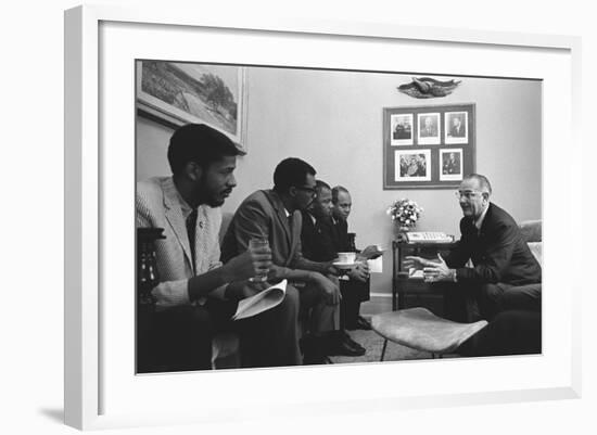 President Johnson with Civil Rights Activists after Signing the 1965 Voting Rights Act-null-Framed Photo