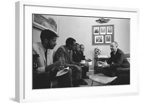 President Johnson with Civil Rights Activists after Signing the 1965 Voting Rights Act-null-Framed Photo