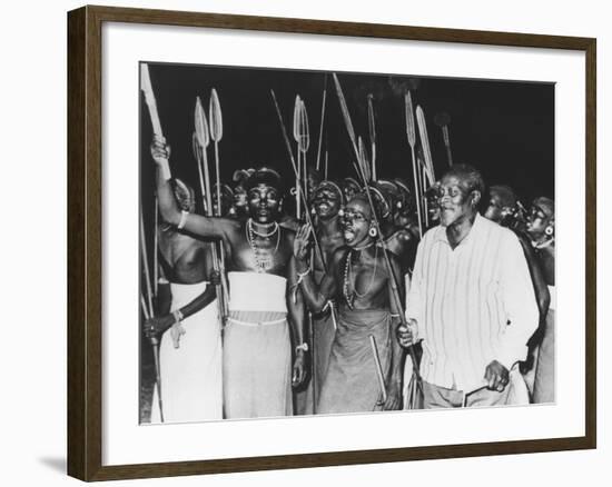 President Jomo Kenyatta Joined in Tribal Dancing of the Rendille Tribe at Embu, Kenya-null-Framed Photo