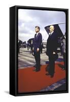 President Kennedy and Chancellor Adenauer Walking Red Carpet at Airport Arrival Ceremony, Germany-John Dominis-Framed Stretched Canvas