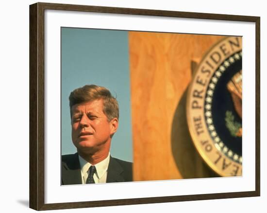 President Kennedy Attending Dedication of Trinity River Whiskeytown Dam and Reservoir-Art Rickerby-Framed Photographic Print