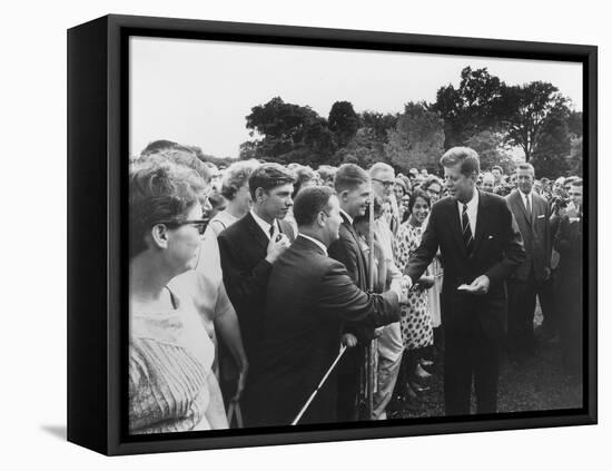 President Kennedy Greets Peace Corps Volunteers on the White House South Lawn-Stocktrek Images-Framed Stretched Canvas