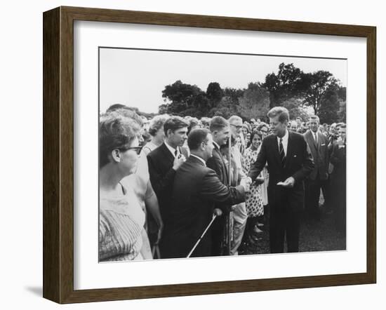 President Kennedy Greets Peace Corps Volunteers on the White House South Lawn-Stocktrek Images-Framed Photographic Print
