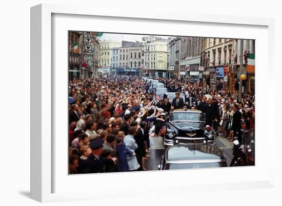 President Kennedy Is Cheered by the Citizens of Dublin, Ireland, Aug. 28, 1963-null-Framed Photo