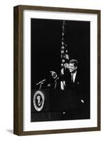 President Kennedy Pointing to a Reporter During a Press Conference, 1961-63-null-Framed Photo