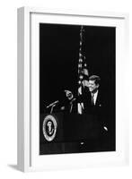 President Kennedy Pointing to a Reporter During a Press Conference, 1961-63-null-Framed Photo