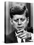 President Kennedy Pointing to a Reporter During a Press Conference, Feb 14, 1963-null-Stretched Canvas