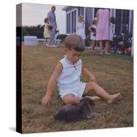 President Kennedy's Two Year Old Son, John Jr. Playing with a Puppy, Aug. 3, 1963-null-Stretched Canvas