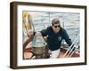 President Kennedy Sailing Aboard US Coast Guard Yacht 'Manitou', Rhode Island, 1962-null-Framed Photo